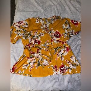 Floral open front blouse